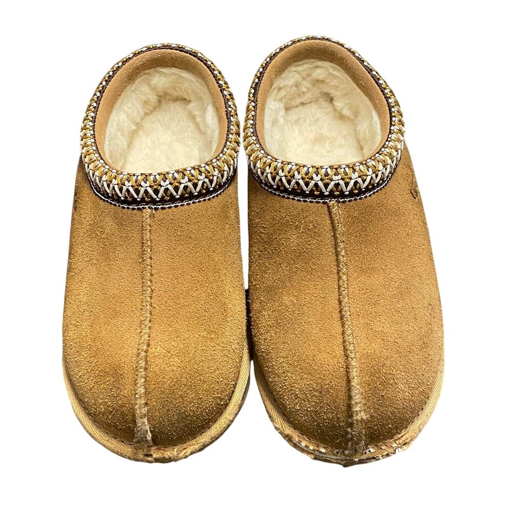 UGG Tasman Chestnut Suede Sheepskin Slippers Kids US 13 EU 31 Cozy Bedtime